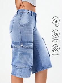 Jeans con bolsillo de solapa lateral de carga - Lavado ligero - Ver 3