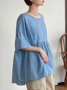 FRIFUL Blusa suelta casual de rayas para mujer, con volantes, para el verano
