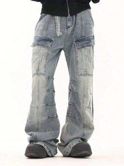 Street Life Men's Casual Denim Jeans With Pockets And Zipper
