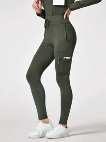 TaskEZ 纯色腰带口袋制服裤，磨砂裤