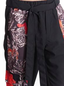 Manfinity Homme Men Graphic Print Belted Suit Pants - Black - View 5