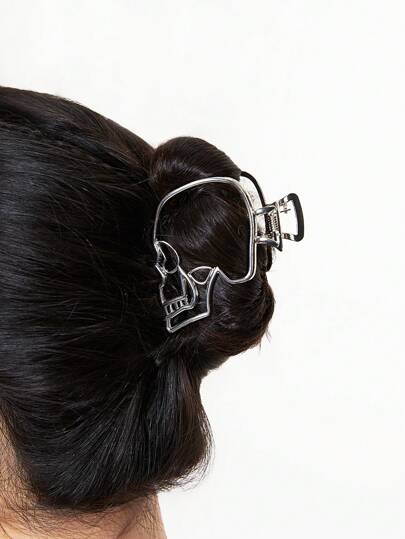 1pc Sleek Punk Gothic Style Skull Decorated Hair Claw For All Seasons Claw Clips Hair Clips Hair Jaw Clip Hair Clamps Hair Clutch Hair Catcher Clip, Halloween