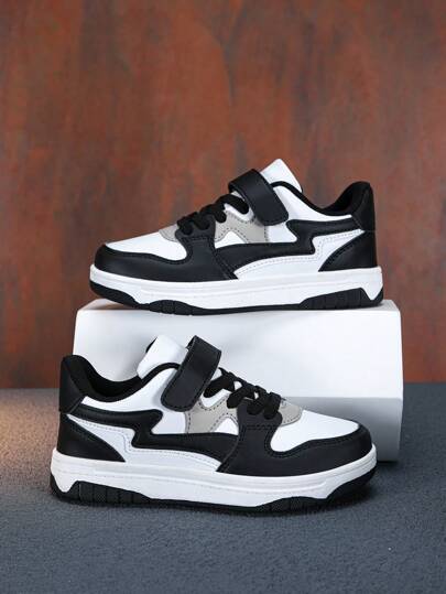 Zapatillas casuales con correa ajustable para adolescentes, con suela de TPR de bloques de color, estilo slip-on, adecuado para uso diario, zapatos escolares para patinaje