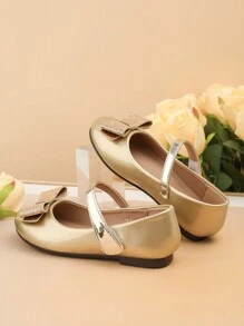 Fashionable & Versatile Children Flat Shoes, New Style Girls Bowknot Casual Shoes - Gold - View 4
