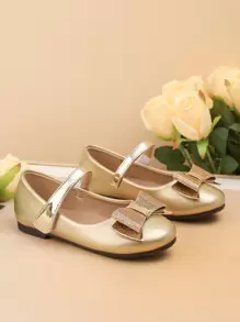Fashionable & Versatile Children Flat Shoes, New Style Girls Bowknot Casual Shoes - Gold - View 5