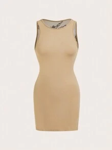 SHEIN ICON Dames Y2K zomer patchwork Chinese draak mesh ronde hals mouwloze mini-jurk