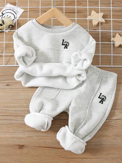 SHEIN 男女通用婴儿/幼儿休闲运动街头时尚绅士学院百搭超大圆领卫衣，适合春秋冬，加厚，抓绒