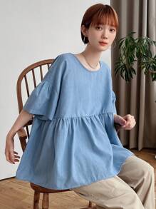 FRIFUL Blusa suelta casual de rayas para mujer, con volantes, para el verano
