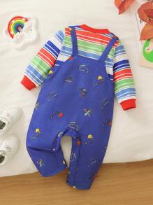 SHEIN Persoplay Kids Ensemble de costume de bébé garçon avec thème d'Halloween, rayures colorées, pour la fête d'Halloween