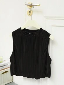 SHEIN EZwear Plus Size Summer Casual Solid Color Tank Top And Shorts 2-Piece Set - Black - View 4