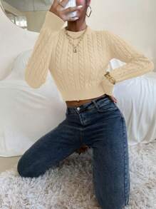 Calvaya Dames effen kleur minimalistische casual pullover trui