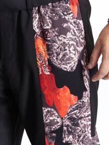 Manfinity Homme Men Graphic Print Belted Suit Pants - Black - View 4