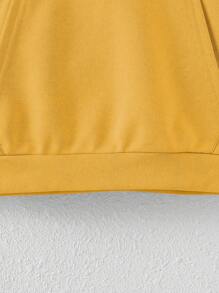 SHEIN 少女长袖字母印花口袋卫衣，休闲日常穿着 - 黃色 - 查看 4