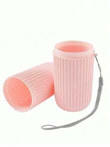 1 件粉色便携式旅行牙刷盒带漱口杯 - 方便的刷牙杯和牙刷牙具架，适用于浴室必需品和家庭户外旅行浴室、浴室、牙刷架、浴室配件、浴室套装、浴室、旅行必需品、牙刷架浴室装饰夏季 - 粉色 - 查看 7