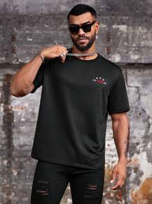 Manfinity LEGND تي شيرت رجالية بطبعة رقمية كاجوال قصيرة الأكمام مقاس كبير ، صيف