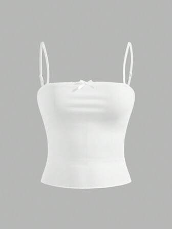 Athîral Women's Bow Summer White Cami Top