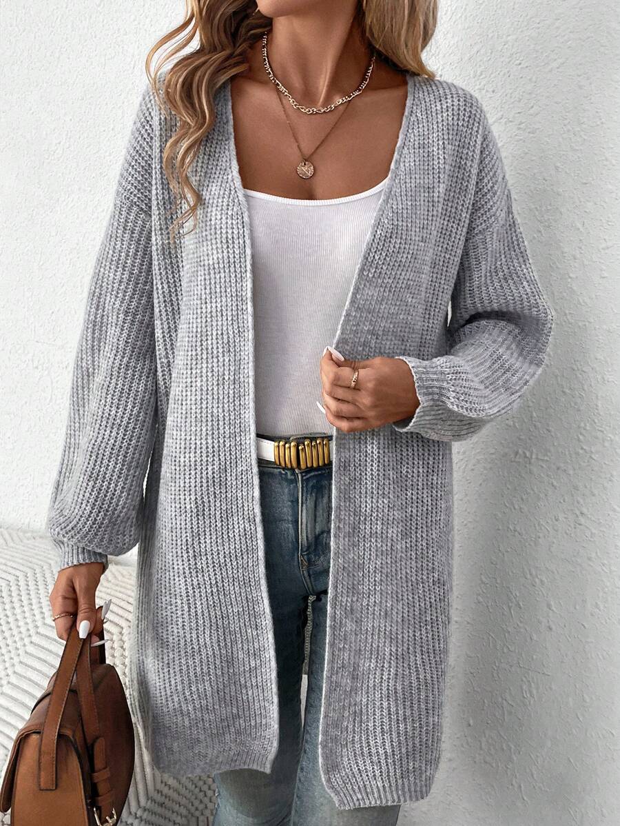 SHEIN Clasi Women'  Casual And Versatile Long Cardigan Without Buttons, Suitable For Outings, Vacations, Work, Shopping, And Gatherings. - Grey - View 1
