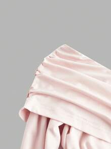 Sweetra Blusa de mujer de hombros descubiertos de manga larga de unicolor - Albaricoque - Ver 3