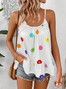 Breezaya 夏季花卉印花背心上衣 - 白色 - 查看 5