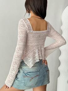 SHEIN Unity 1pc Women Plain Simple Casual Long Sleeve Shirt Fall Cloth For Women - Pink - View 2