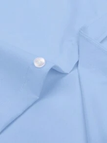 Manfinity Mode Áo sơ mi nam tay ngắn họa tiết thêu hiệp sĩ miền Tây cao bồi mùa hè thường ngày đi làm, đi làm, chồng, kinh doanh - Màu xanh lam - Xem 3