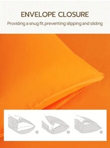 2 vỏ gối trơn siêu mềm màu cam, nhẹ, có khóa kéo, màu trơn, dùng cho phòng ngủ, ký túc xá, bộ đồ giường cho trường học - trái cam - Xem 5
