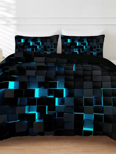 2/3 件套时尚 3D 印花高品质羽绒被套装（1 个羽绒被套 + 1/2 个枕套），柔软舒适，亲肤透气，适用于酒店、卧室、客房，时尚流行床上用品，适合所有季节、秋季装饰、秋季装饰、房间装饰