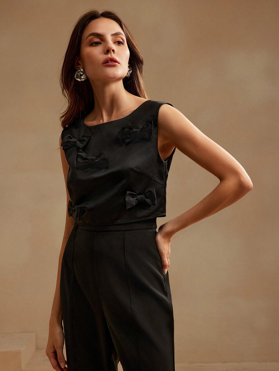 KERNEL COSMOS 24SS Sweet Rachel Miu Series Bowknot Decor Camisole & Mini Skirt Set
