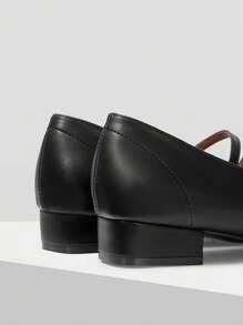 MOTF PREMIUM 女士舒适百搭粗跟平底鞋，适合圣诞节、女巫秋日、新年假期、情人节 - 黑色 - 查看 9