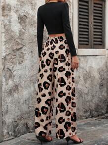 SHEIN Clasi Bộ 2 món áo liền quần & quần in họa tiết màu trơn dành cho nữ - màu đen - Xem 2