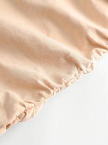 SHEIN Ensemble de T-shirt à manches courtes en tricot pour jeune fille avec conception d'impression de lettre et pantalon long plissé avec poches inclinées - Noir - Voir 9