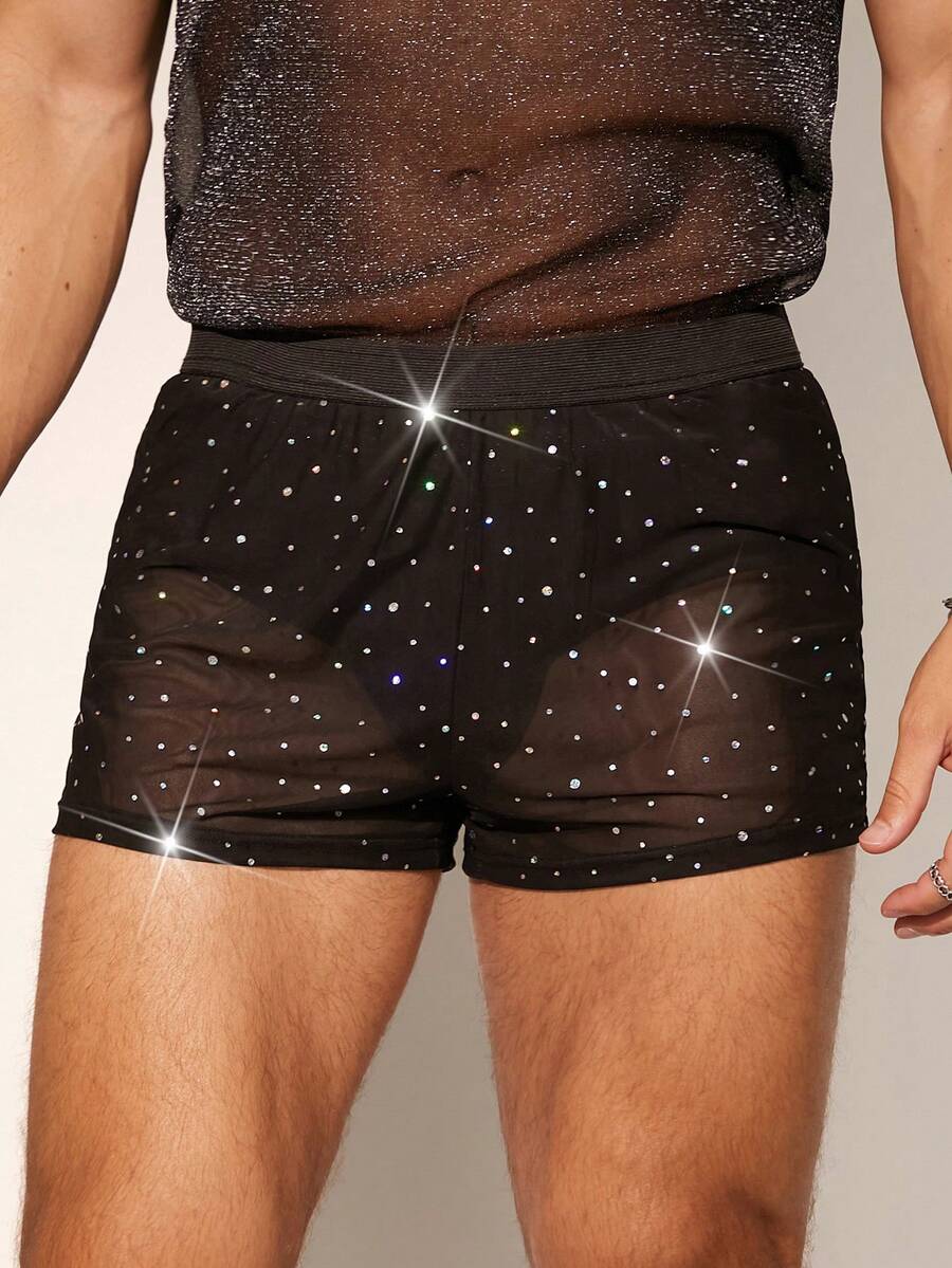 FeverCity Men's Loose Mesh Shorts Suitable For Summer - Black - View 1