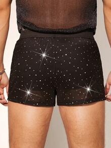 FeverCity Men's Loose Mesh Shorts Suitable For Summer - Black - View 3