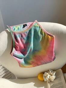 Comfortcana Parte superior de camisola de punto con efecto tie-dye para mujeres