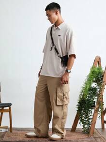 Manfinity VCAY Polo a maniche corte da uomo casual in maglia, vestibilità morbida, tinta unita