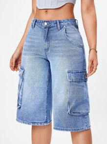 Jeans con bolsillo de solapa lateral de carga - Lavado ligero - Ver 6