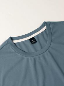 Manfinity Homme Hombres verano deportes y ocio camiseta de manga corta de cuello redondo impreso de bloques de color letras y pantalones cortos