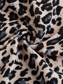 SHEIN ICON 豹纹蕾丝拼接开衩夏季吊带背心 - 灰色 - 查看 4