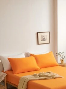 2 vỏ gối trơn siêu mềm màu cam, nhẹ, có khóa kéo, màu trơn, dùng cho phòng ngủ, ký túc xá, bộ đồ giường cho trường học - trái cam - Xem 2