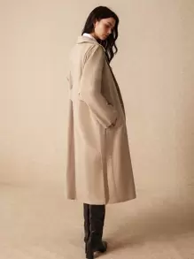 Poéselle Casual College American Retro Double-Breasted Suit Lapel Button Trench Coat, Autumn Clothing, Brown Jacket, Autumn Trench Coat, Basic, Cardigan Long, Business - Khaki - View 5