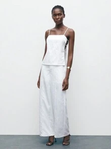Maija 女士夏季纯色侧镂空休闲吊带背心 - 白色 - 查看 3