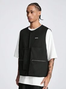 Manfinity VCAY Chaleco suelto de punto llano para hombres, estilo de salida de moda para amigos