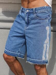 Manfinity Homme Men Plain Simple Daily Wear Denim Shorts - Medium Wash - View 3