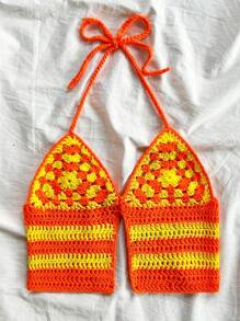 Soleia WYWH女士彩虹條紋音樂節休閒海灘假期穿著，春夏季節適用；適用於復活節、畢業、返校、派對或休閒午餐外出，寬鬆開衫針織背心配彈性細肩帶 - 彩色 - 查看 3