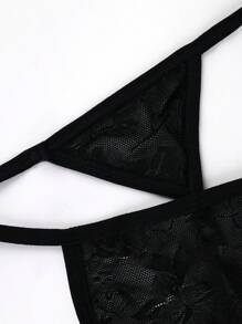 SHEIN Men's Solid Color Sexy Casual Thong Underwear - Black - View 7