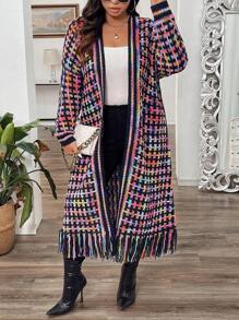 Calvaya Plus Size Textured Long Cardigan Sweater, For Winter Fall Cloth For Women