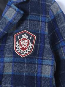 年轻男孩经典格子西装搭配领结，绅士风度 - 藏蓝色 - 查看 6