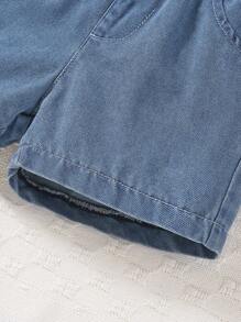 Set van 2 hemdjes en denim shorts voor babymeisjes
