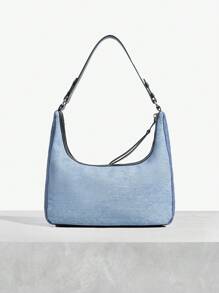 SHEIN SXY TÚI ĐEO VAI NỮ, TÚI HOBO, Thời trang, Cá nhân hóa, Đơn giản, Đa năng, Đường phố, Hiệu ứng denim, Nối, - Màu xanh lam - Xem 5