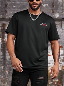 Manfinity LEGND تي شيرت رجالية بطبعة رقمية كاجوال قصيرة الأكمام مقاس كبير ، صيف